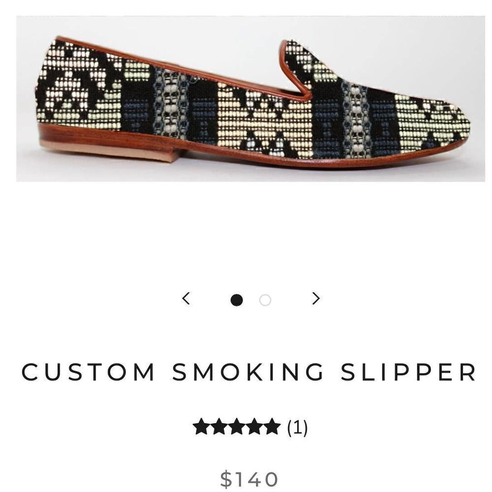 TEYSHA Custom Smoking Slipper Leather/Textile Blue/Black/Gray Size 37
